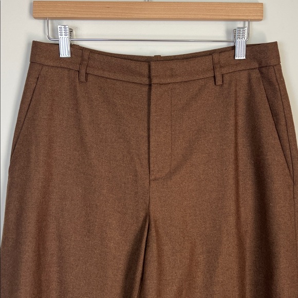 VINCE Wide Leg Wool Pants Italian Wool Cropped Brown sz 6 / 8 - Picture 2 of 9